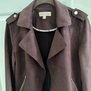 Philosophy Anthropologie Chocolate Brown Suede Moto Short Jacket Zip Pockets